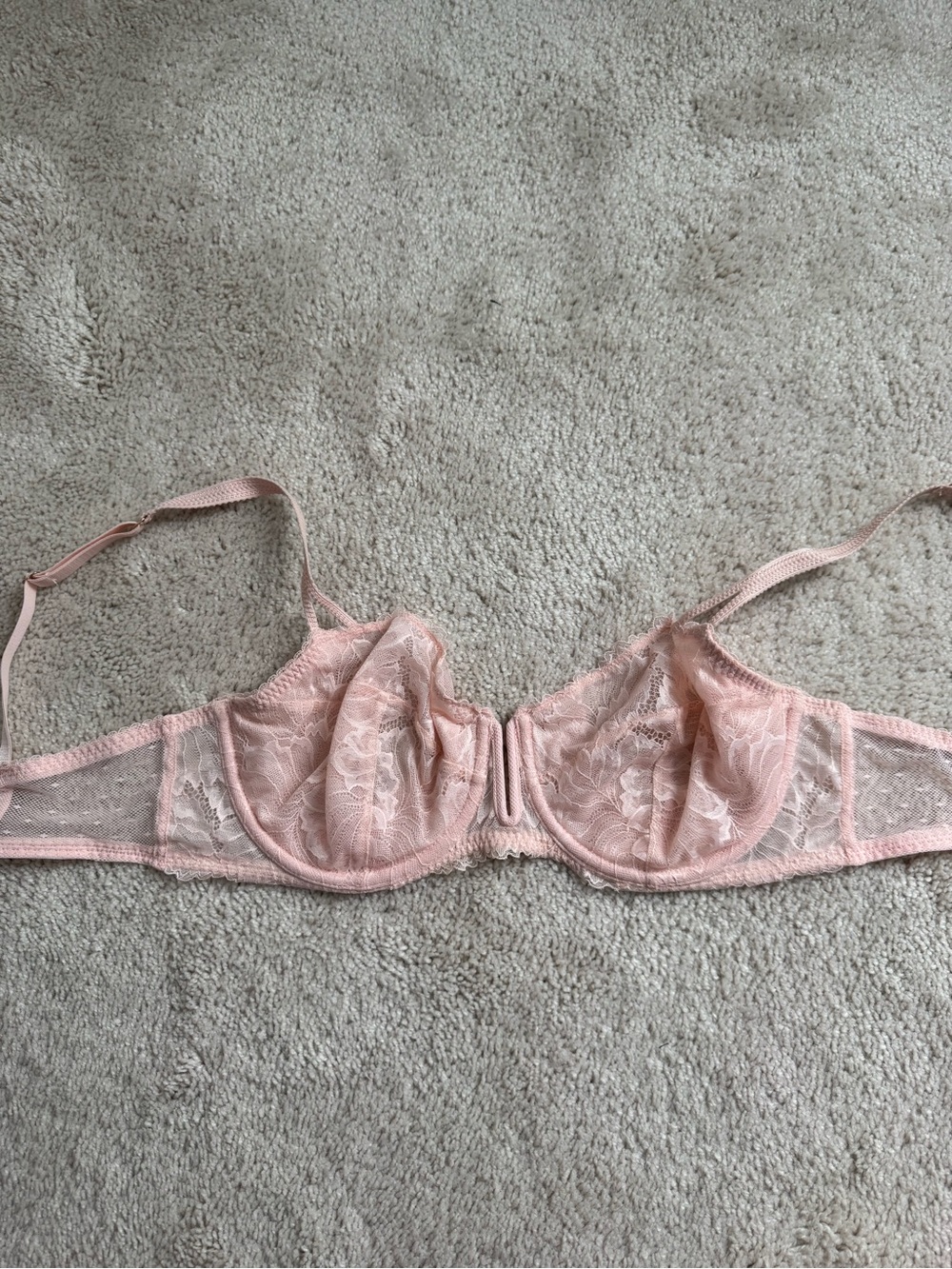Sheer Lace Underwire Bra - Blush Pink